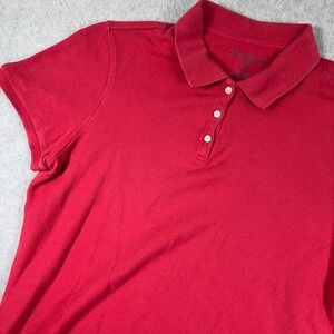 Eddie Bauer Polo Shirt Womens XL Red Short Sleeve Cotton Casual Everyday Sporty